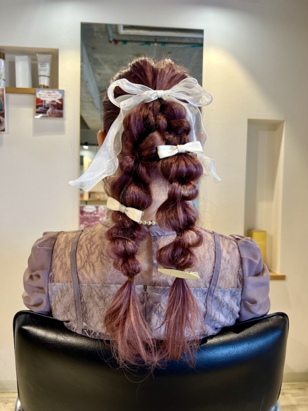 ツイン編みおろしヘアセット♪